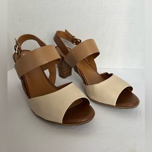 Naturalizer N5 Comfort Sandal DAHNNY Ivory Brown Dress Slingback 3.5” Heels 10W